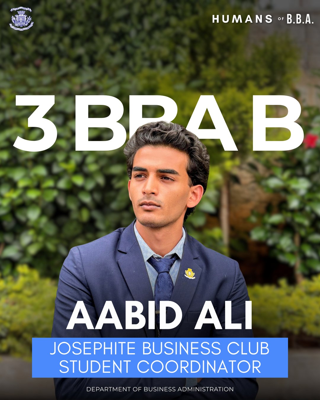 Aabid Ali, 3 BBA B — Josephite Business Club Student Coordinator
