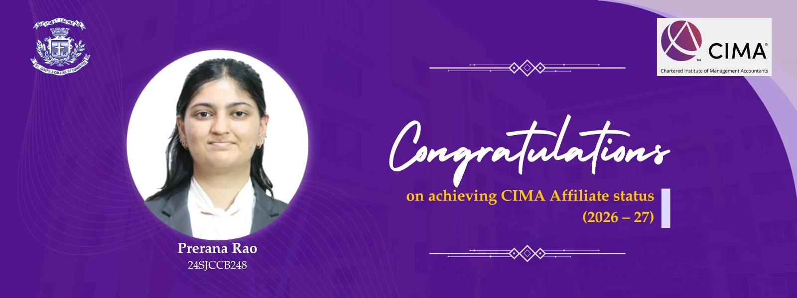 CIMA Affiliate 2026–27: Prerana Rao (24SJCCB248)